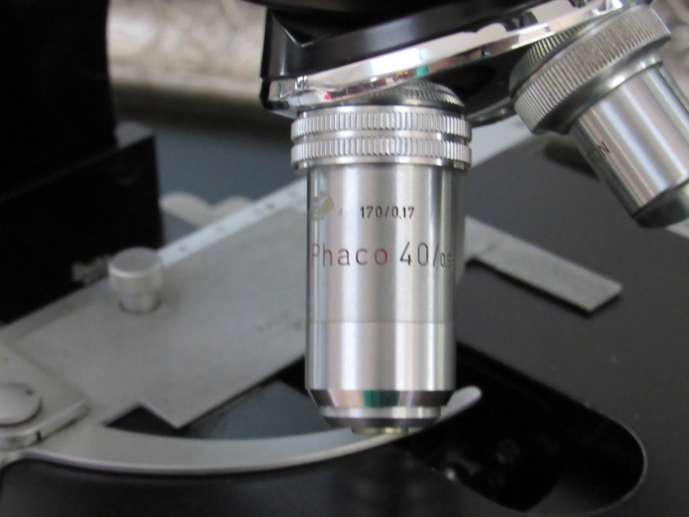 Leitz Wetzlar Compound Microscope Phase Contrast Disc Tested Optics