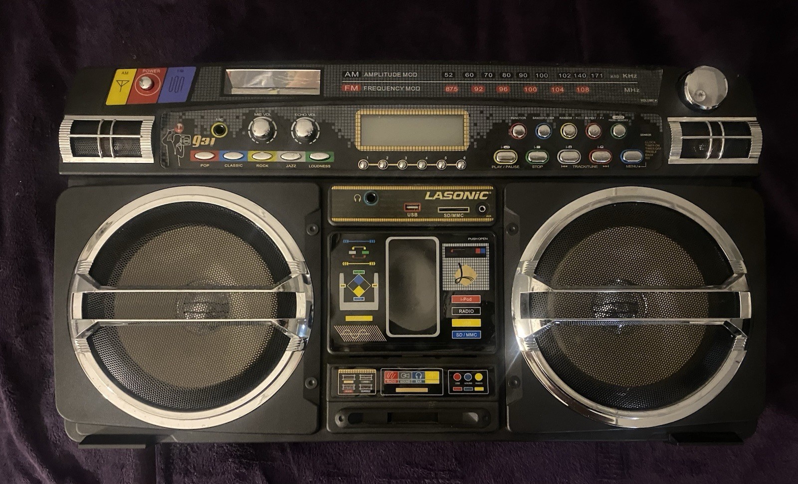 Vintage Lasonic i-931 iPod Vintage Boombox IPOD AUX SD Card USB -Video Demo Read