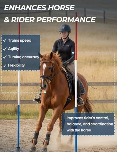 6 Pcs 6FT Pole Bending Poles for Horses, Adjustable With weighted base