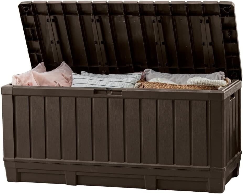 Weather-Resistant Brown Deck Box - 92 Gallon Storage