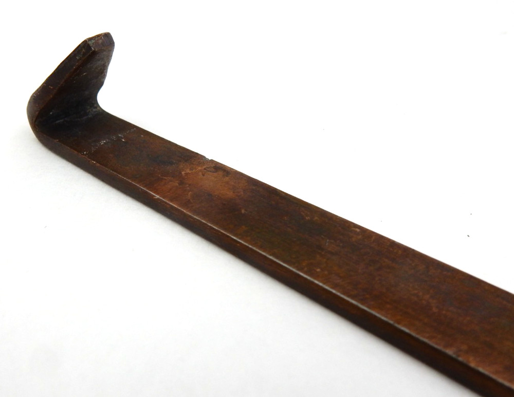 ANTIQUE SOLID COPPER HAND-FORGED TOASTING FORK WITH CURVED HANGER HANDLE