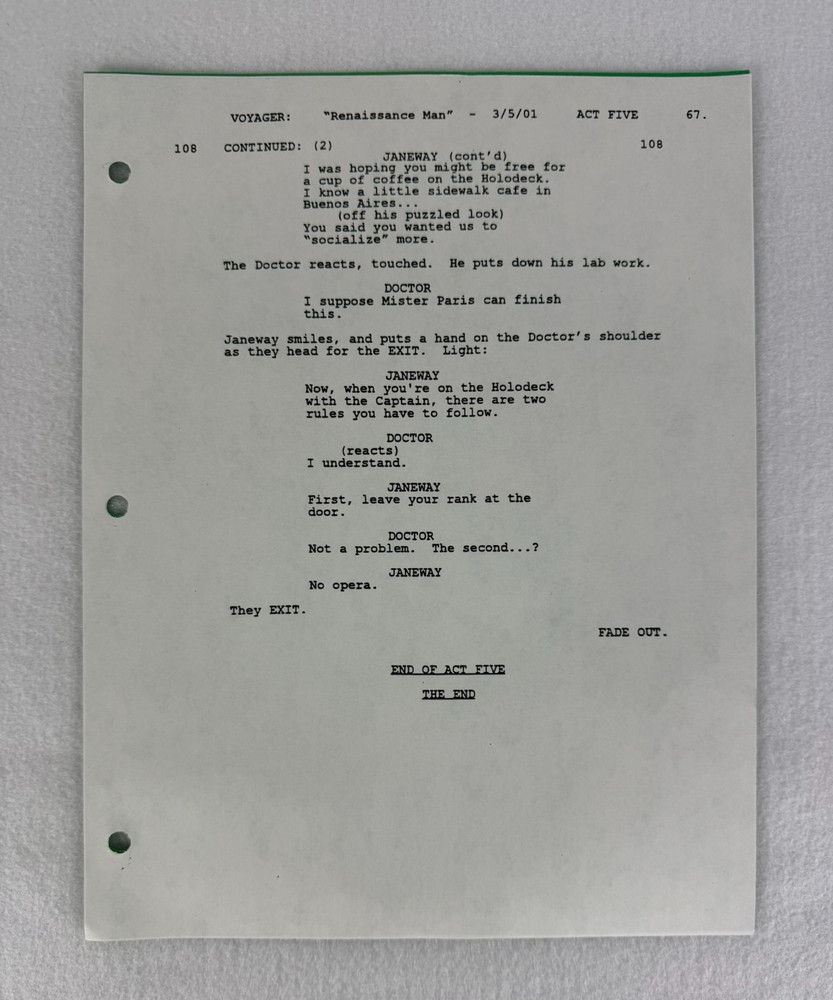 Star Trek Voyager “Renaissance Man” Final Draft Studio Script 03/05/2001