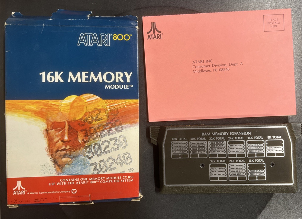 ATARI 16K MEMORY MODULE for ATARI 800 Complete in Box CX 853