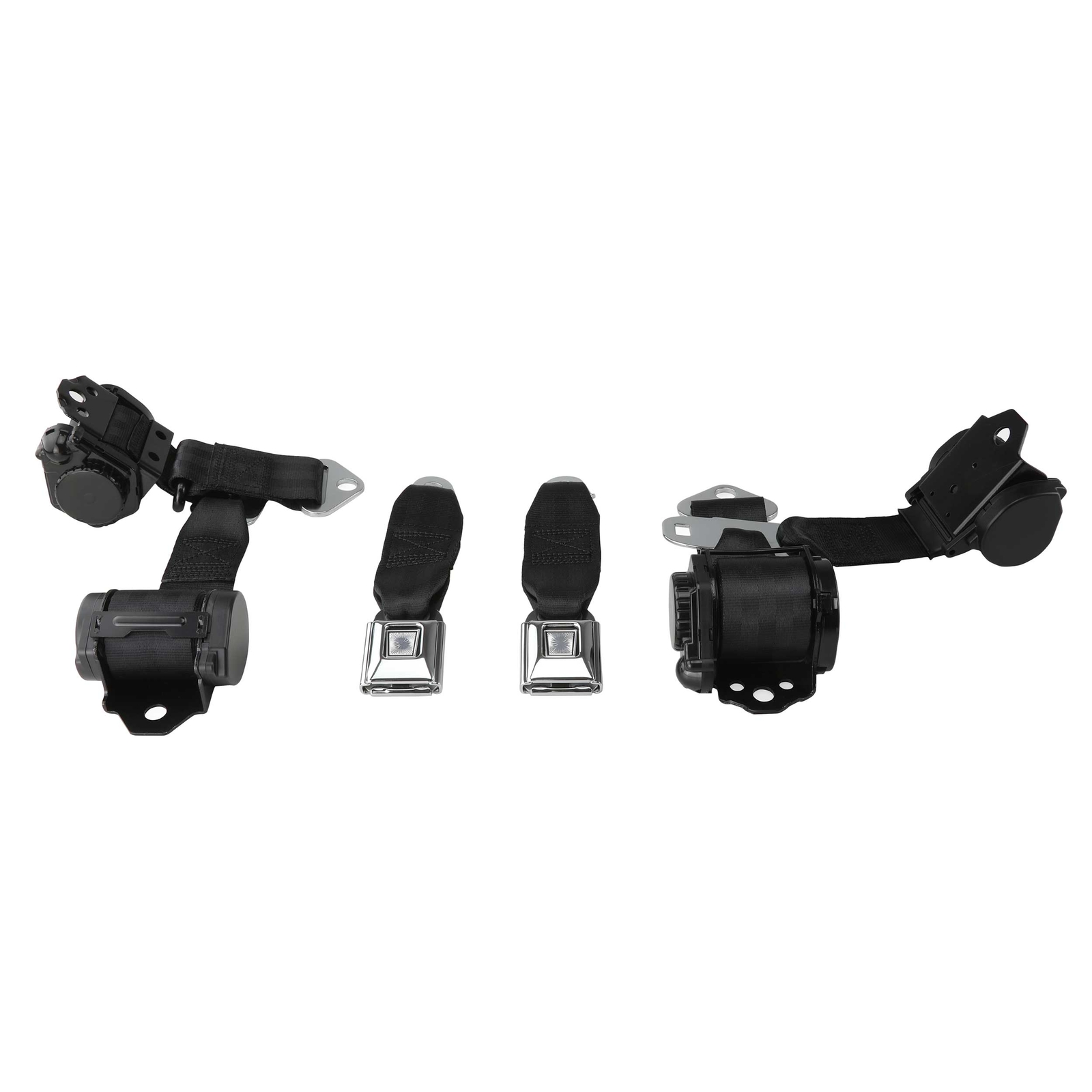 1974-1977 Corvette Dual Retractor Shoulder Seatbelt System PushButton - Black