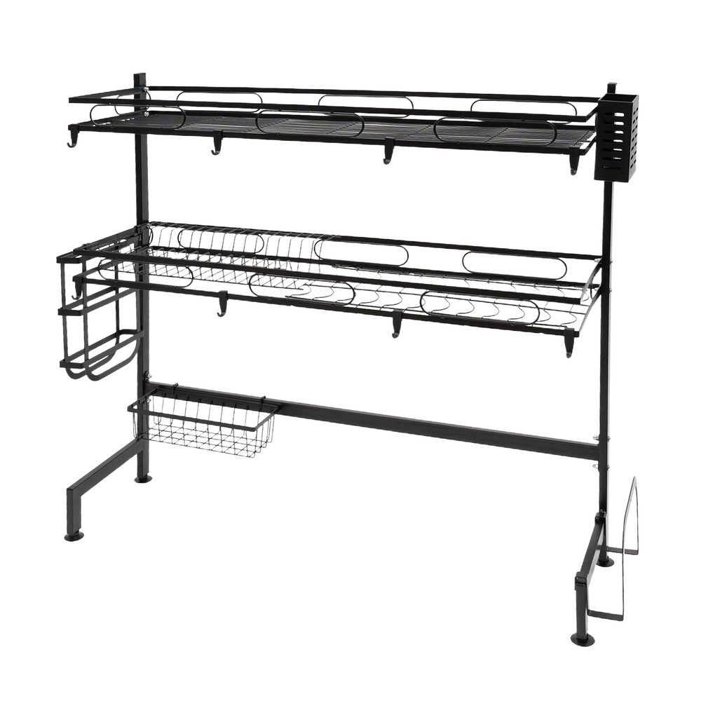 32.2in Double Layer Sink Storage Rack Complete Set Drying Rack For Kitchen !