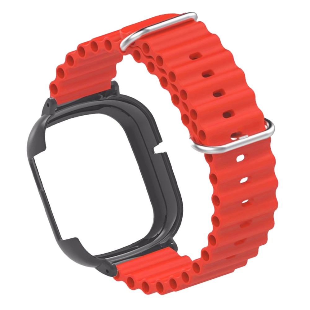 Silicone Watch Band With Case Replacement For Honor 4 Adjustable Strap (Red )