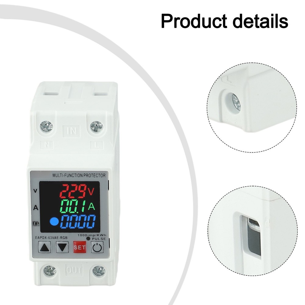 63A Adjustable Voltage Protector Relay for Din Rail with Display Function