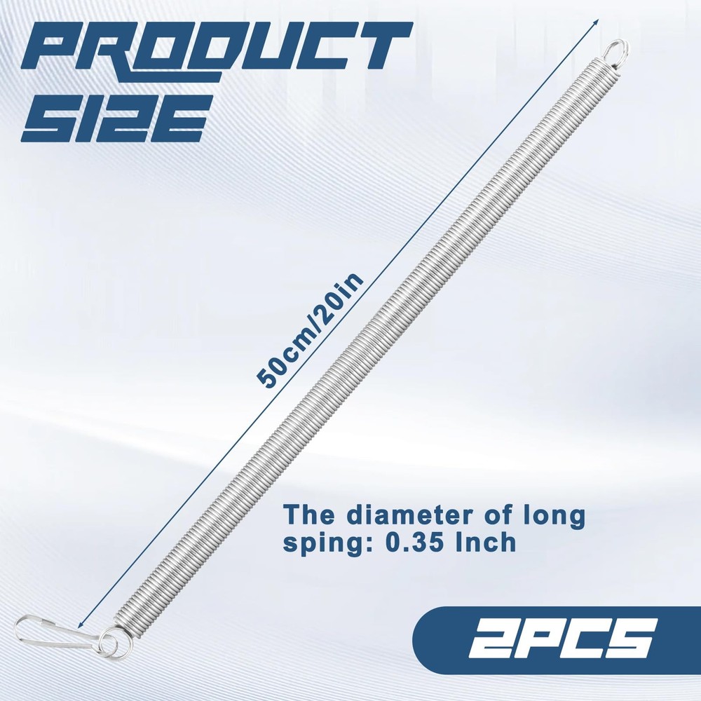 20 Inch Screen Door Spring, 2PCS Long Extension Spring Silver