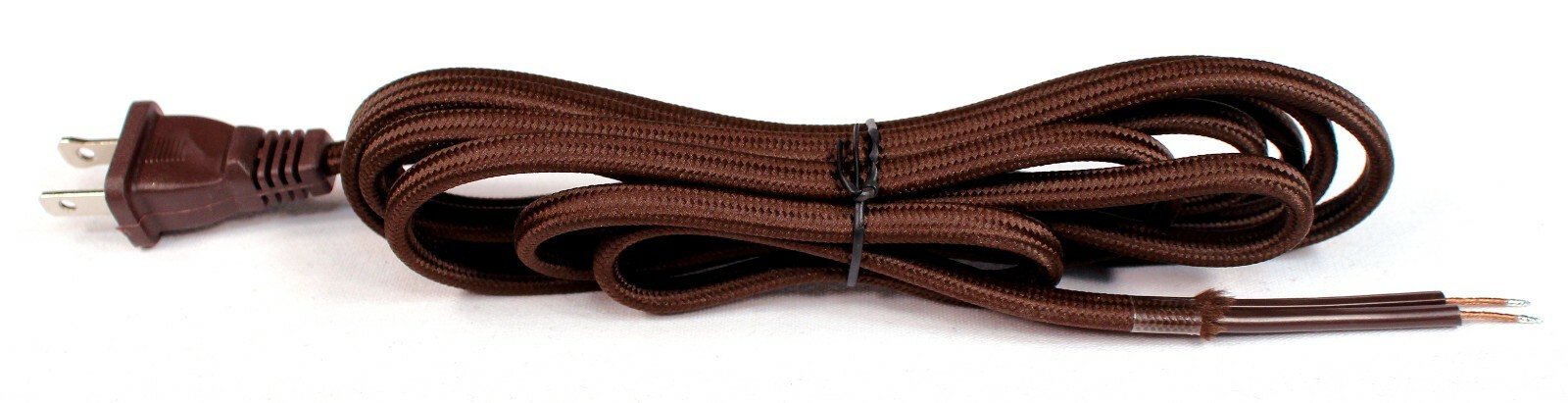 8 ft Brown Rayon Cloth Covered Electric Lamp Cord w/ End Plug, DIY Lamp Repair