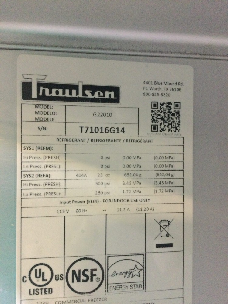 Traulsen G2201052” 2 Solid Door Freezer on Casters