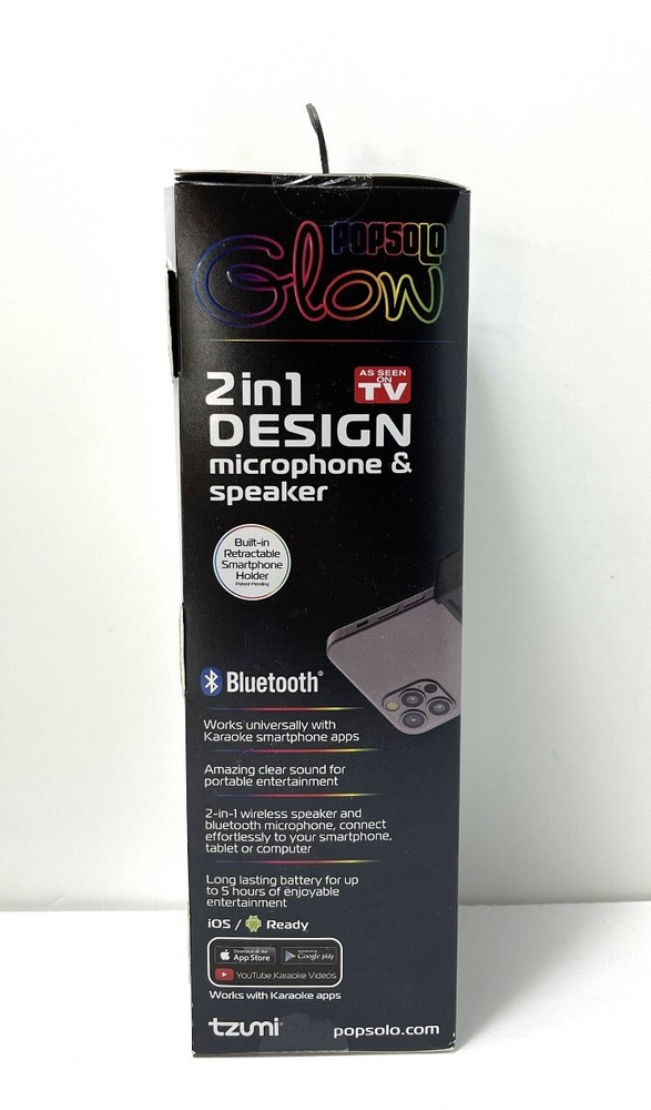Tzumi PopSolo Glow Wireless LED Bluetooth Karaoke Microphone & Speaker