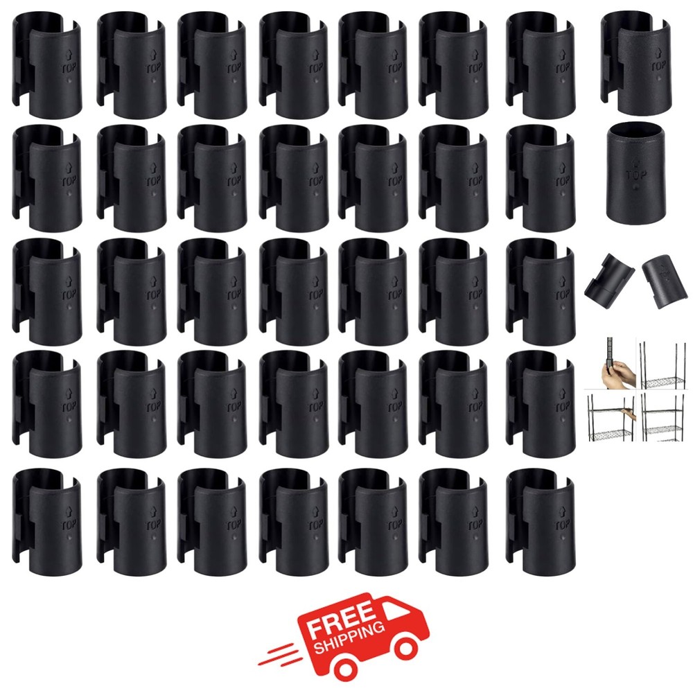 50 Pcs Black Wire Shelf Lock Clips for 1" Posts