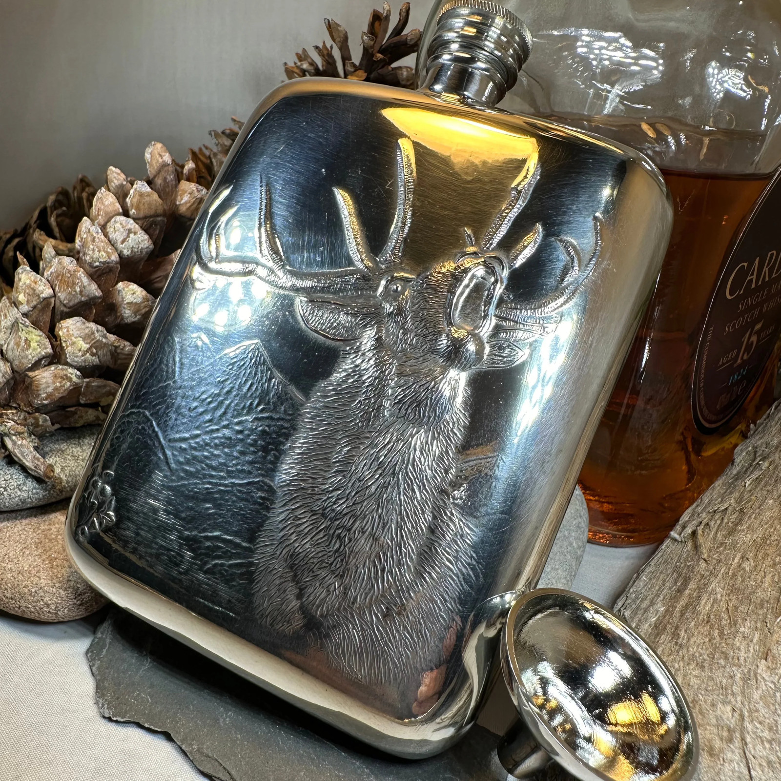 Stag Pewter Hip Flask Hunting Hunter Whisky Lover Mens Gifts
