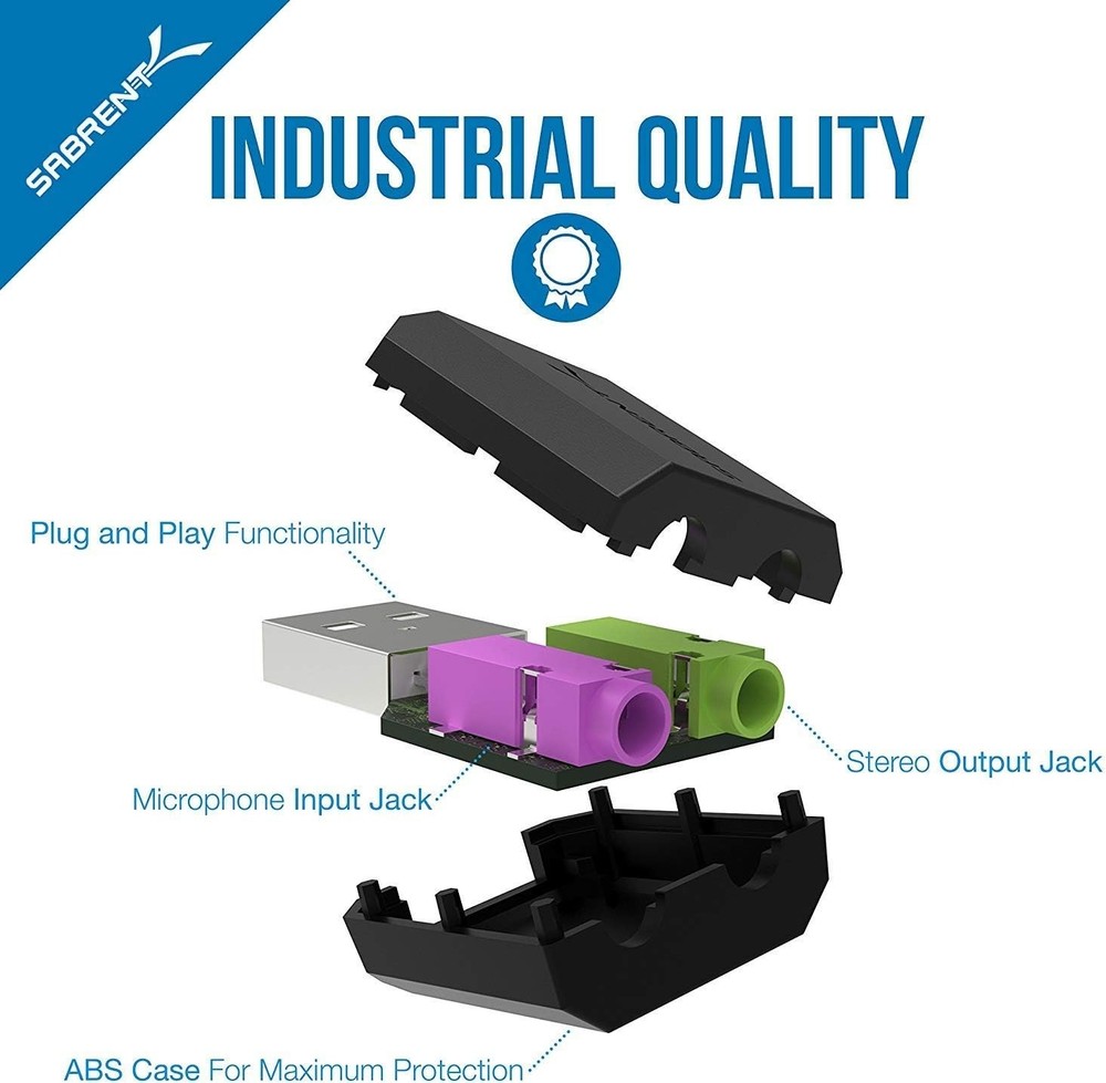 USB External Stereo Sound Adapter - Plug and Play for Windows & Mac Users