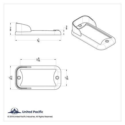 United Pacific 32113 Clearance Light Bezel, Small, Rectangular, Vertical Visor
