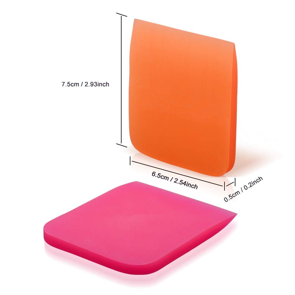 EHDIS Small Squeegee 2pcs Soft Rubber PPF Wrapping Scraper Orange