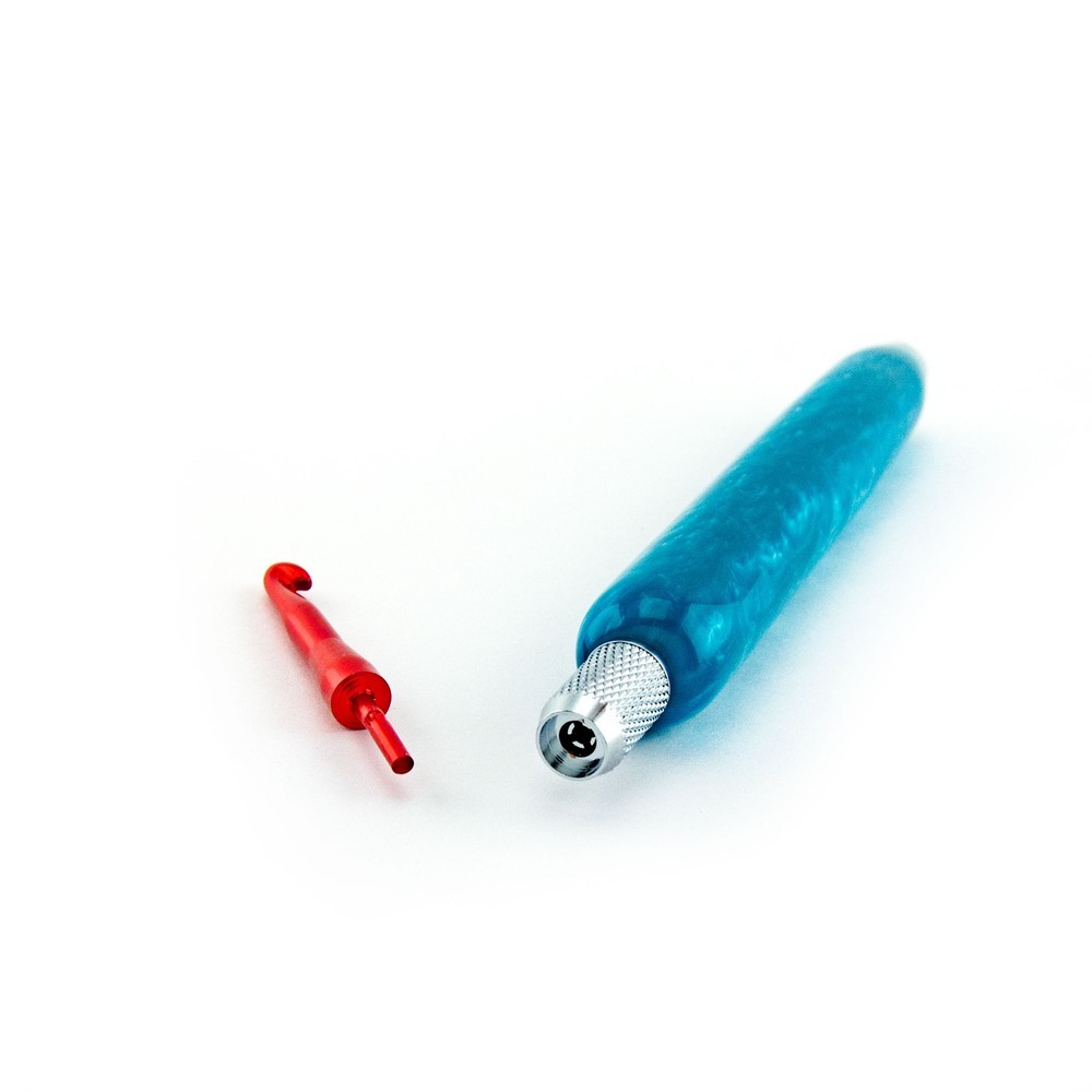 Crochet Set Interchangeable Hooks Artisan Crafted Blue Ergonomic Long Handle