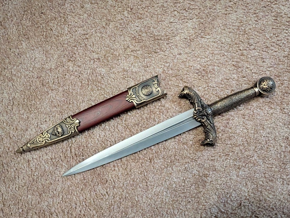 King Arthur's double edged stainless Dagger with scabbard