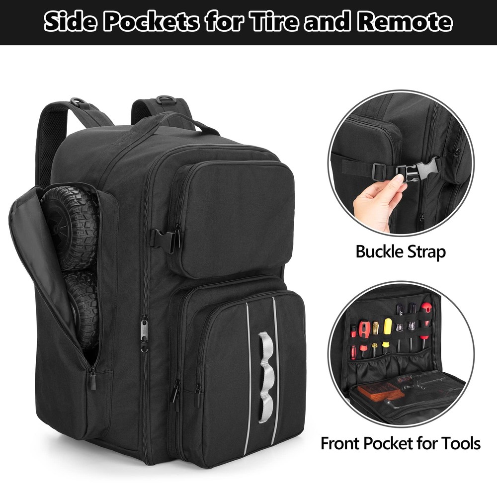 GOBUROS RC Backpack for 1/10 Car RC Storage Bag with Multi Pockets for Tools ...