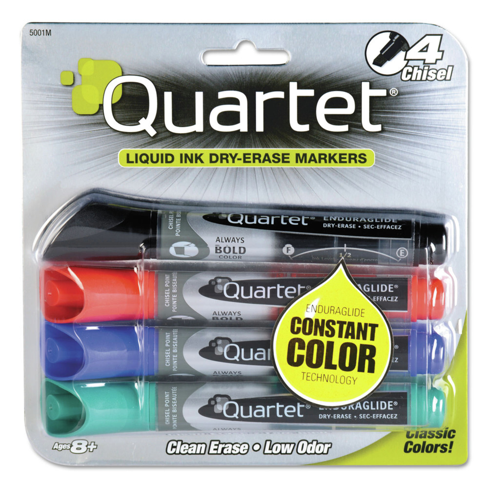 Quartet 5001M Broad Chisel Tip EnduraGlide Marker - Assorted (4/Set) New