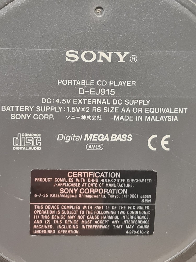 SONY Walkman D-EJ915 CD Player & Battery Case