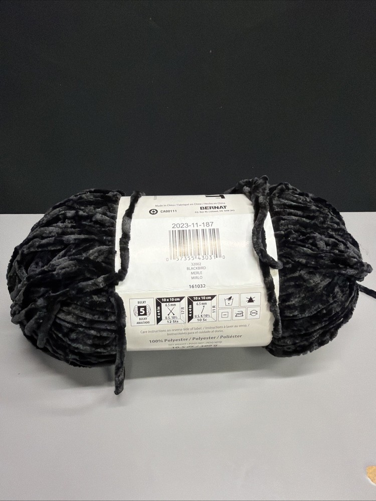 Bernat Velvet Yarn "Blackbird”