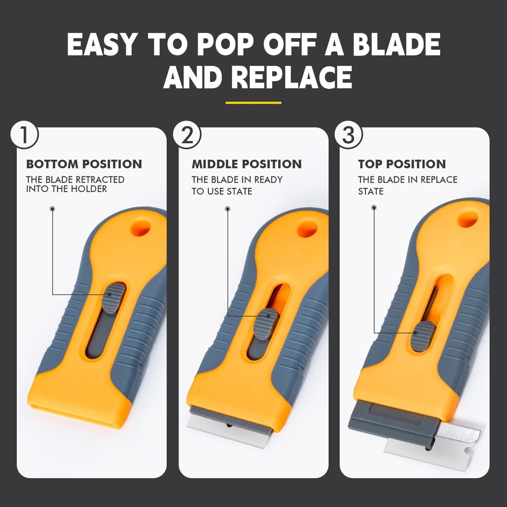 Multipurpose Window Tint Removal Tool Set With Long Handle Razor Blade Scraper R