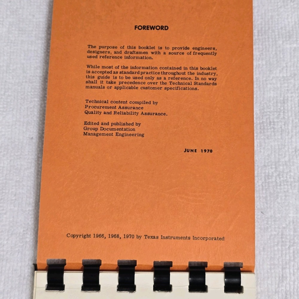 VTG 1970 Texas Instruments Design Guide Pocket Reference Book Engineering