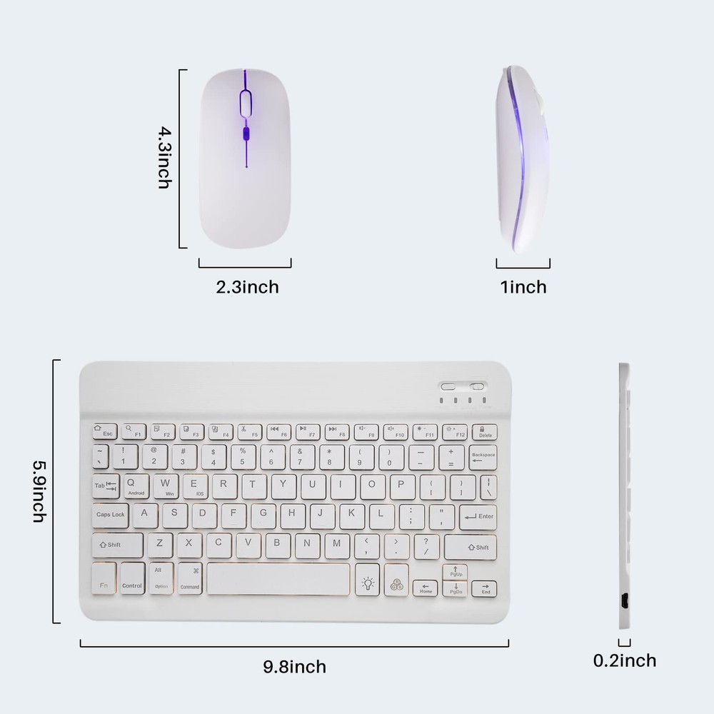 Bluetooth Keyboard and Mouse Combo for iPad - Rechargeable Wireless Keyboard ...