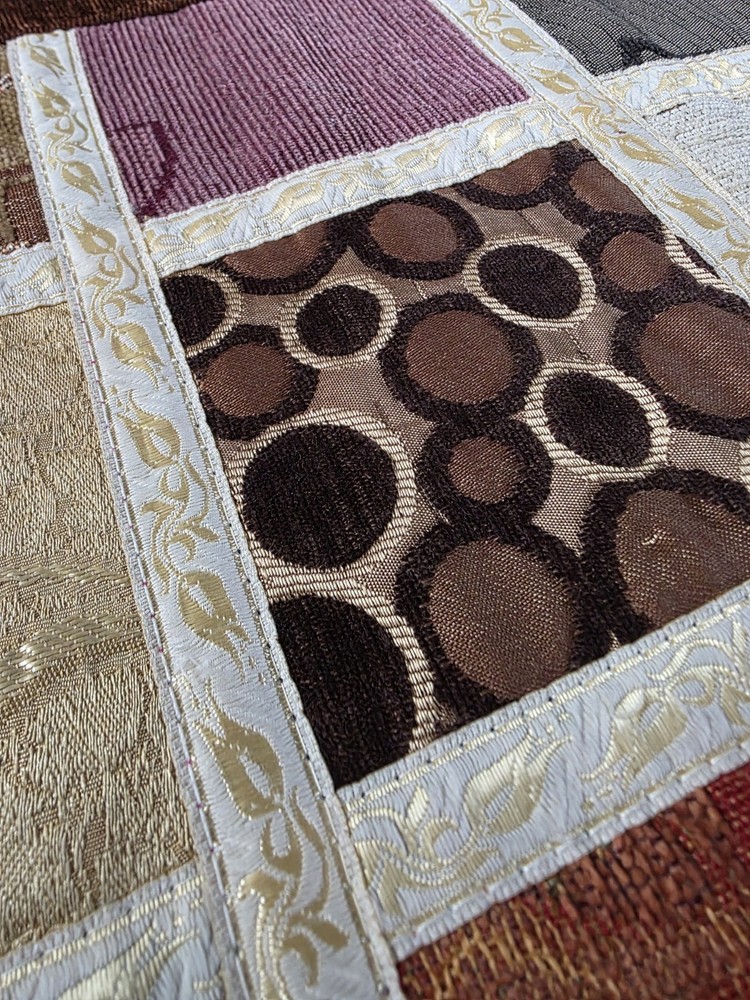 Handmade Patchwork Table Runner 56x19 Earth Tone Quilted Decor
