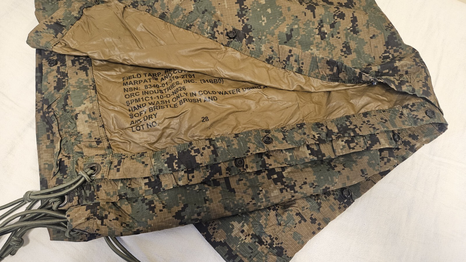 Tarp Military tarpaulin Shelter USMC MARPAT Woodland Camo Reversible USGI