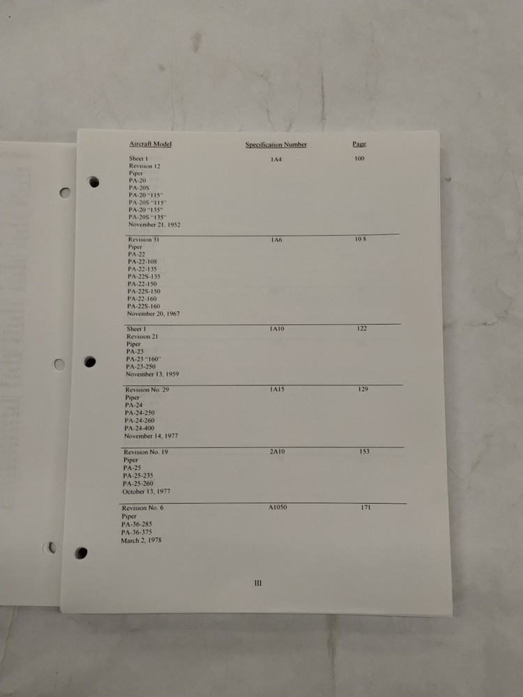 Piper Aircraft Type Specifications Manual-Copy