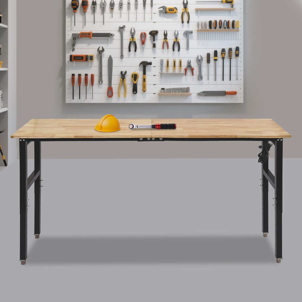 Modern Power Outlet Workbench, Height Adjustable, 2000 lbs Load, USB & Sockets