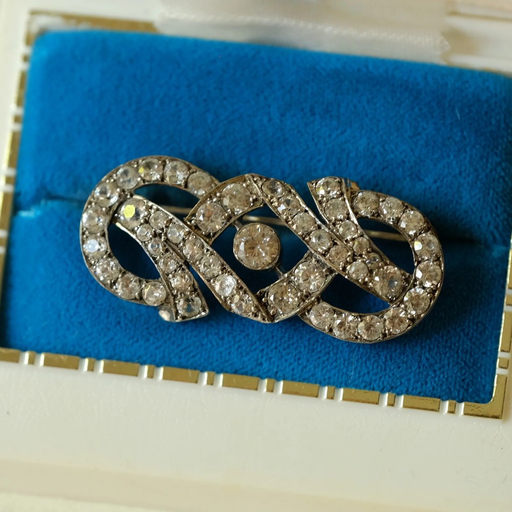 English Silver Paste Brooch 1950s