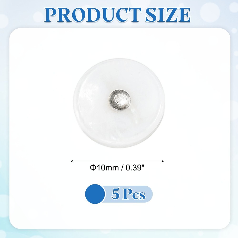 5Pcs Natural Shell Button, 10mm Bowl Shell Shank Buttons, Mixed White/Silver
