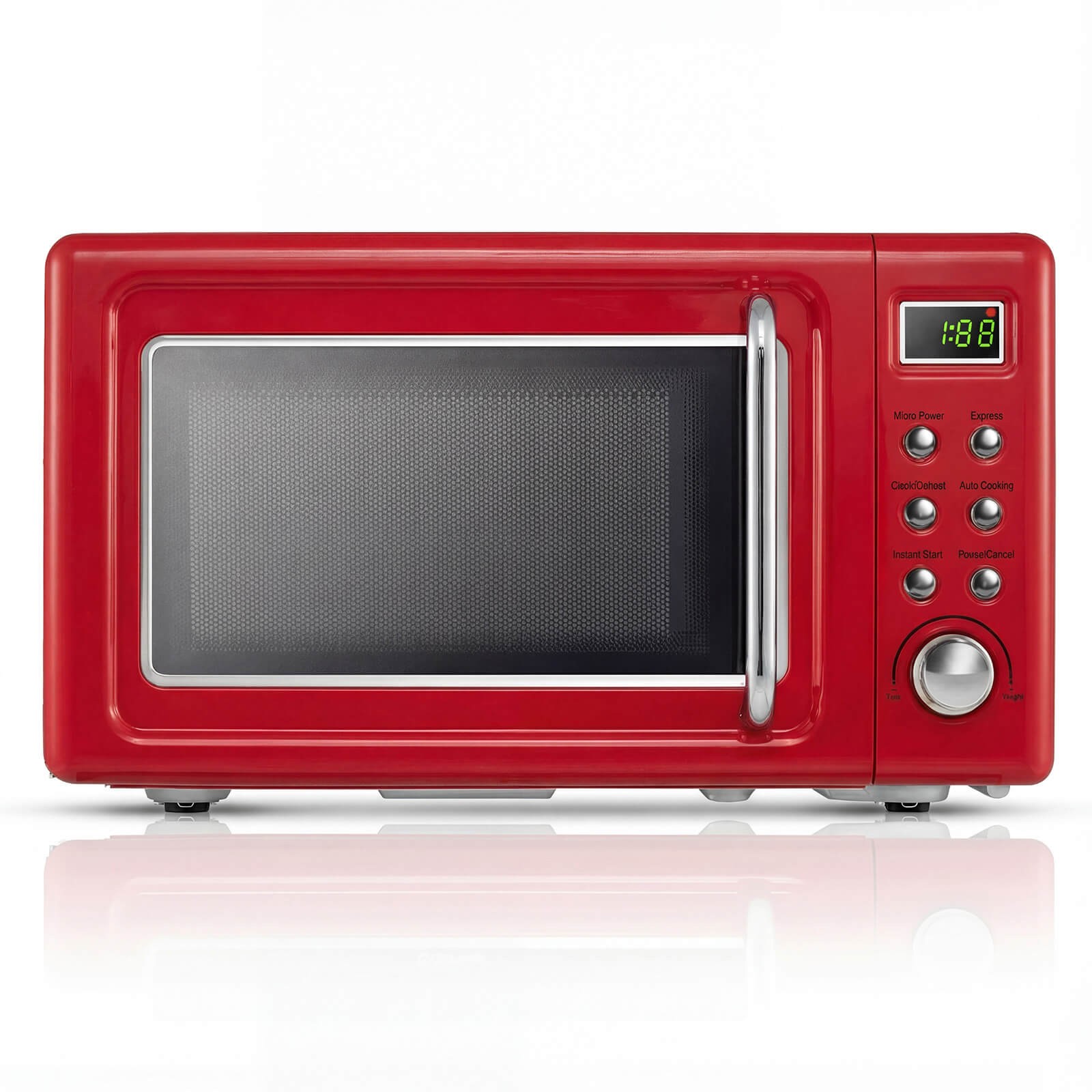 0.7Cu.ft Retro Countertop Microwave Oven 700W LED Display Glass Turntable