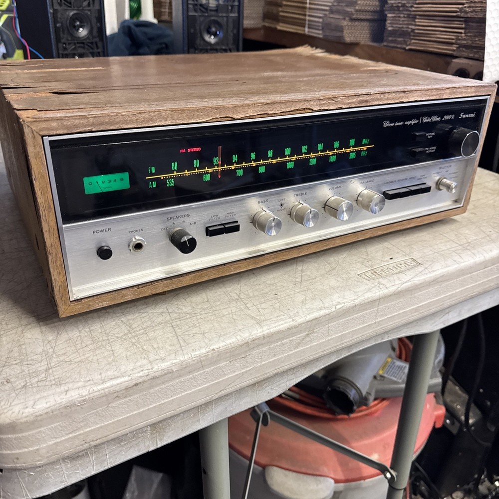 Sansui 2000X Solid State Stereo Receiver Tuner Amplifier w/ Wood Case / Tested