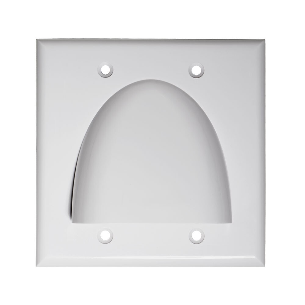 Pass Through Wall Plate Dual Gang, White