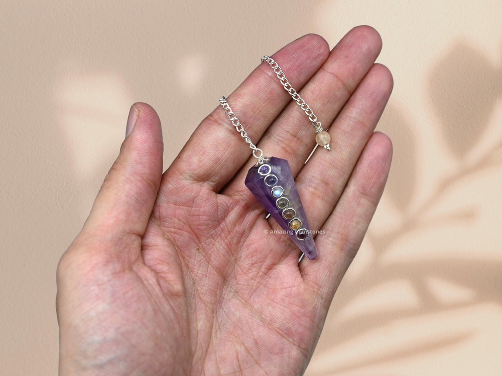 Amethyst Dowsing Crystal Chakra Pendulum