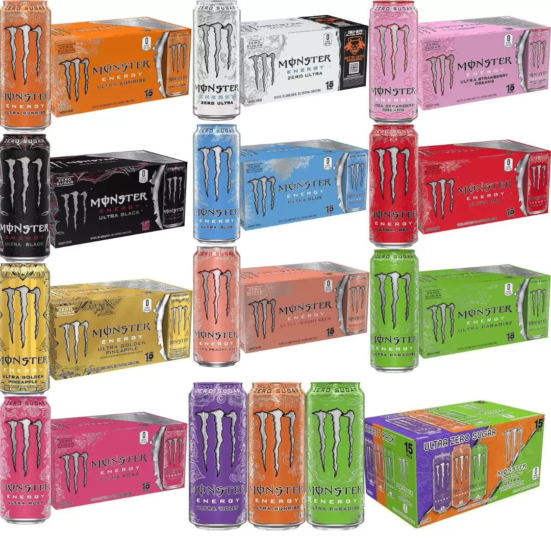Monster Energy Ultra, Sugar Free Energy Drink, 16Ounce,Pack of 15, Select Flavor