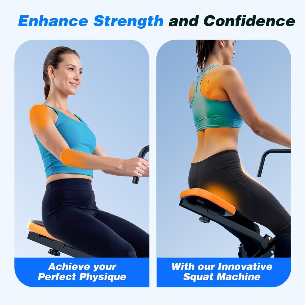Squat Rowing Machine for Home Gym, Compact Foldable Squat Exercise Machine wi...