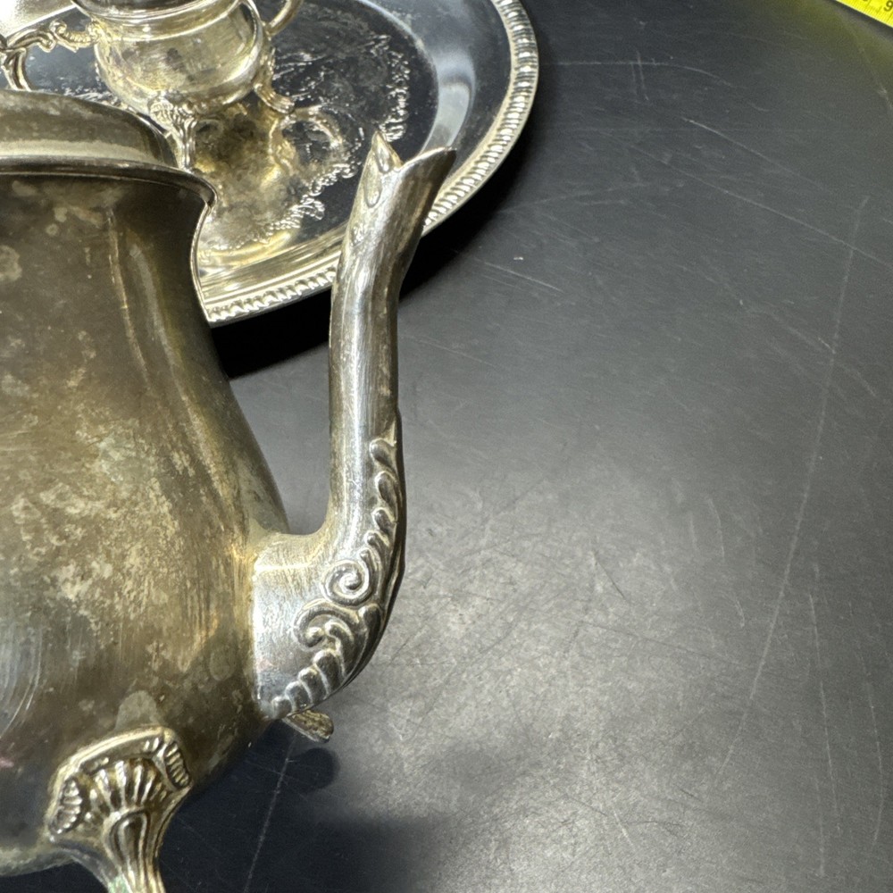Tea Set Davco Silver Tea Pot/Creamer/ Sugar Bowl/Tray #1