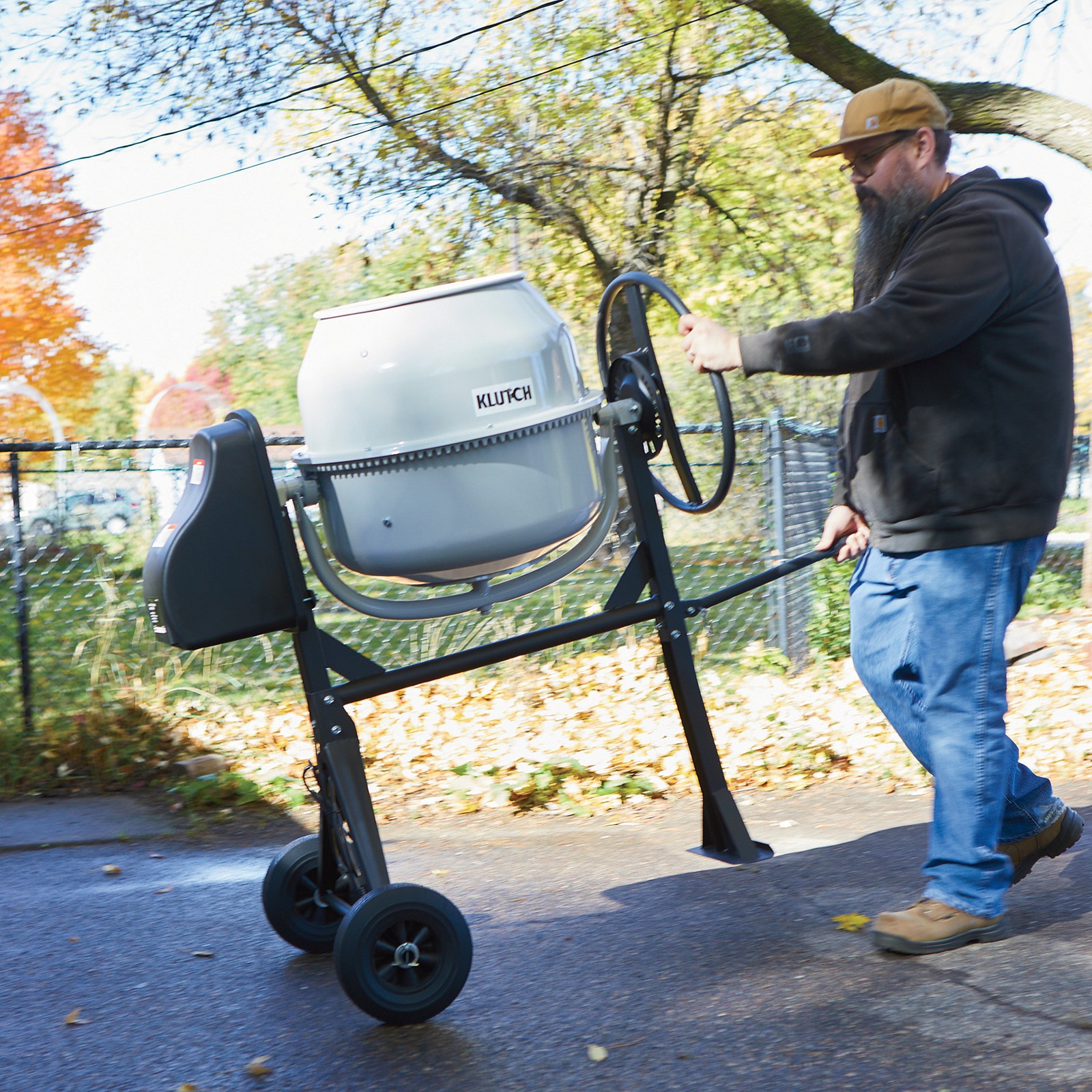 Klutch Electric Cement Mixer, 4.25 Cu. Ft. Drum, 2/3 HP, 120V Electric Motor