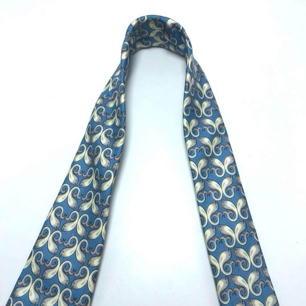 JOHN COMFORT tie blue gray all over pattern fish