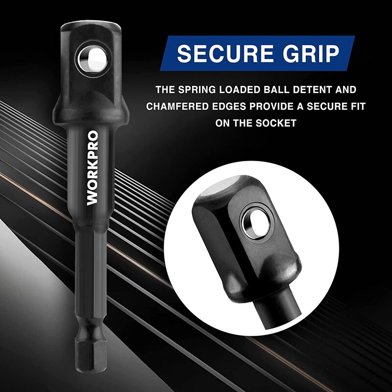 WORKPRO 6PC Socket Adapter Extension Set 1/4 3/8 1/2 Drive Impact Extension Bits