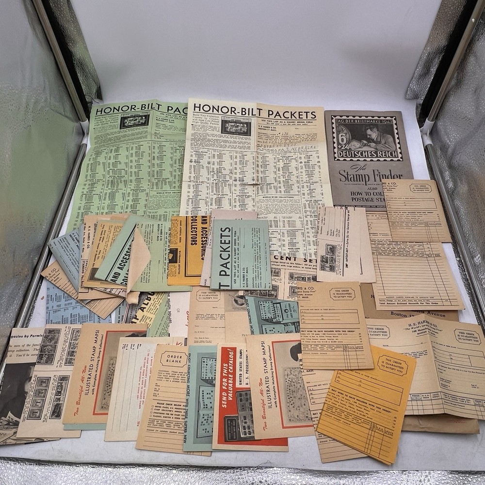 1950s Lot STAMP COLLECTING  VINTAGE Advert Order Form H.E. Harris Honor-Bilt Etc