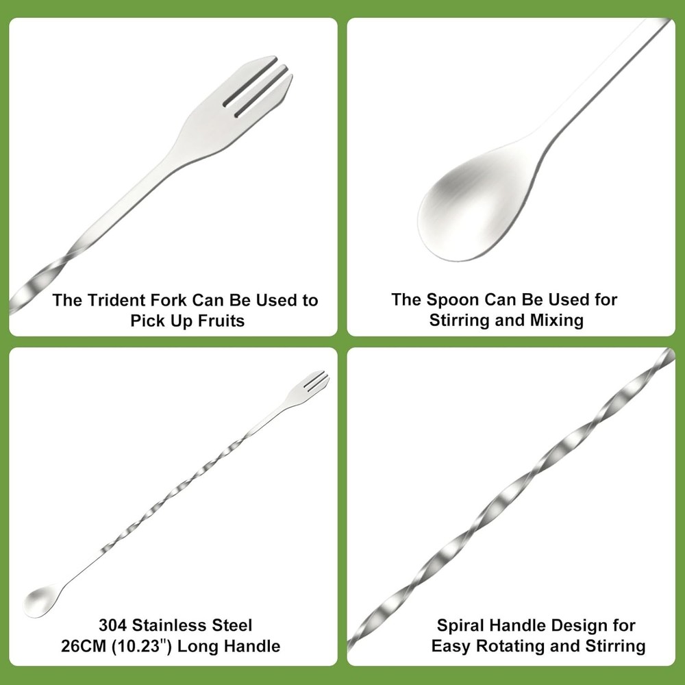 Versatile 4Pcs Muddler & Spoon Set for Mojitos and Cocktails - Safe Material