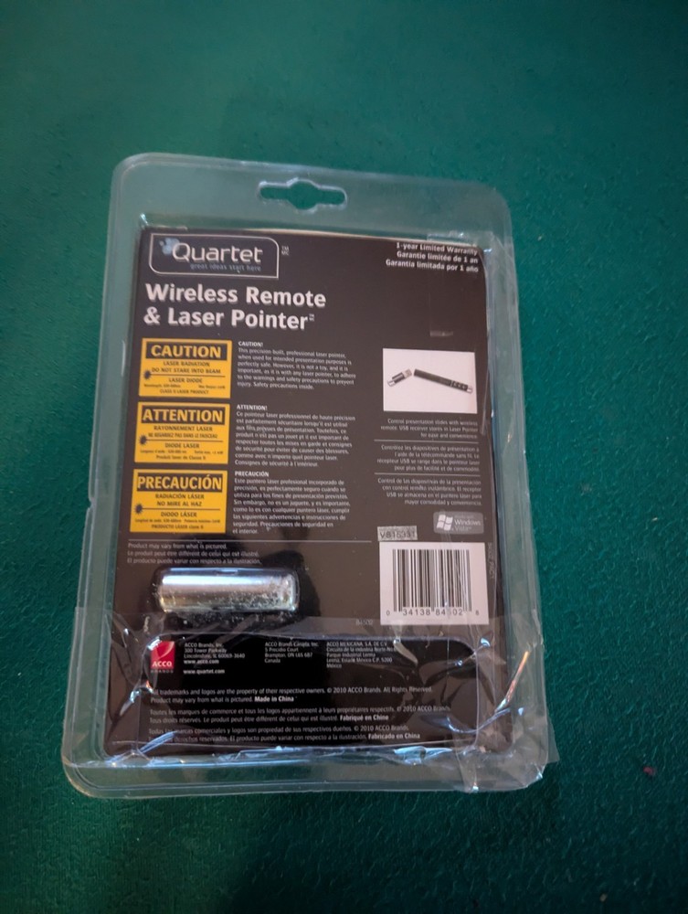 Acco Quartet Wireless Remote and Laser Pointer USED