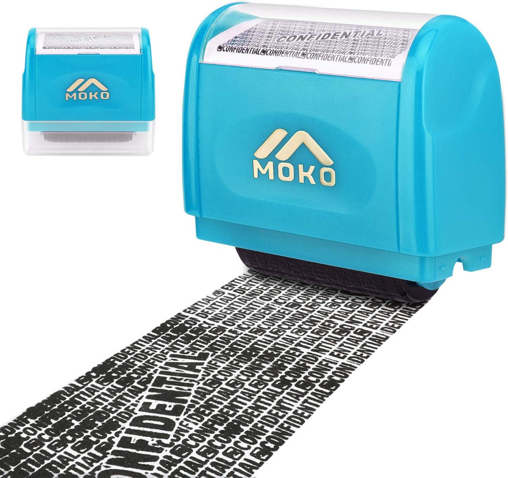 Identity Theft Protection Stamp Roller, Refillable Self Inking Wide Roller Secur