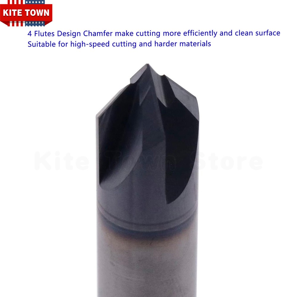 1/2" 4 Flute 90 Degree Solid Carbide Chamfer Mill - Double End - AlTiN Coated